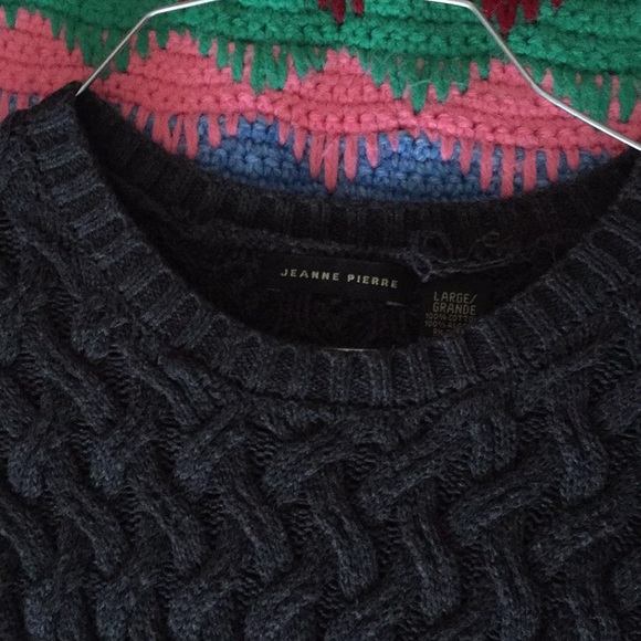 Hi-Lo Charcoal Grey Chunky Jeanne Pierre Sweater L - Picture 3 of 4